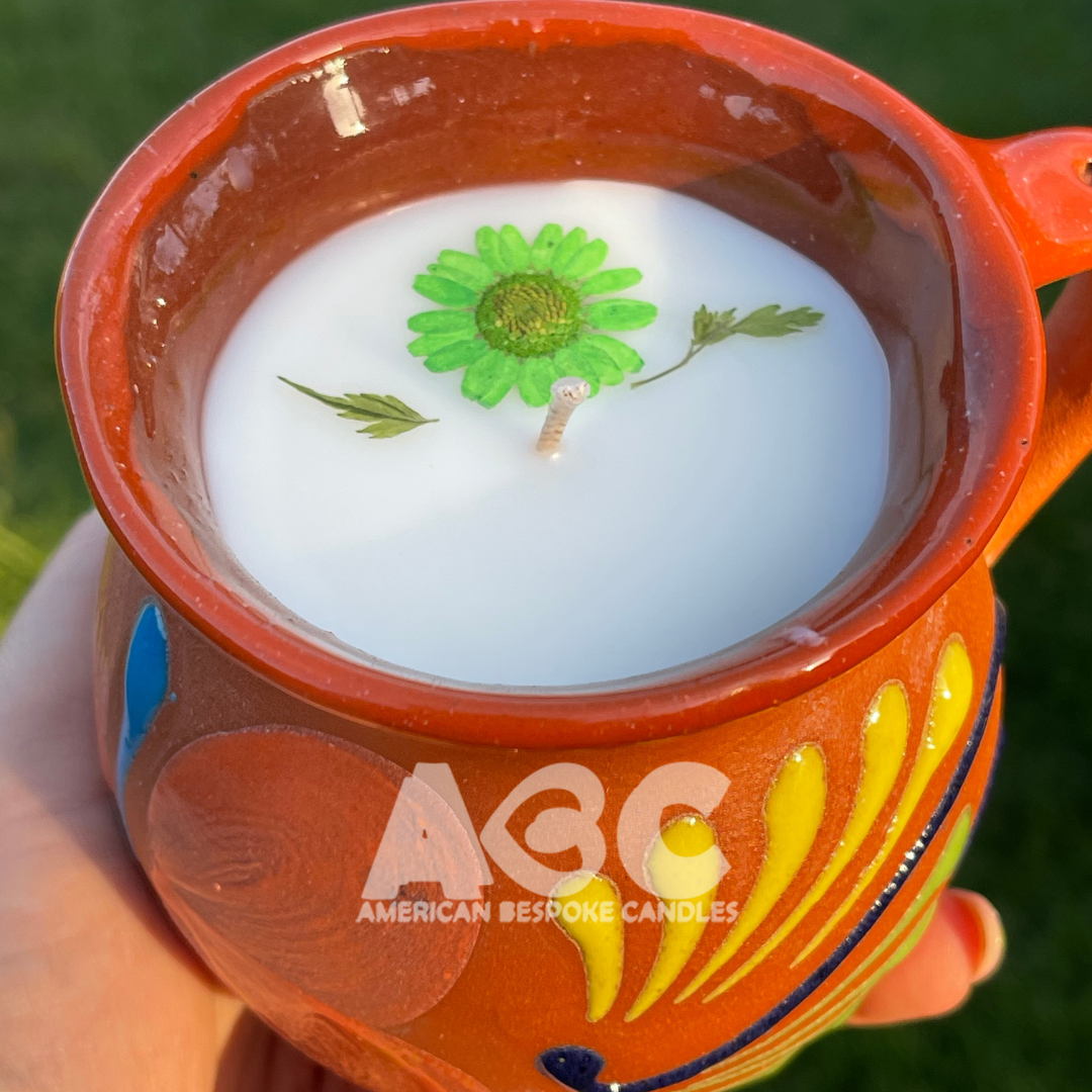 Tazita Naranja con Flores